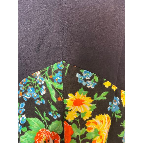 1970s JCPenney Fashions Sheer Black Rainbow Floral Dark Romantic Maxi Dress L - Picture 7 of 11